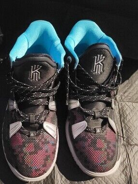 Nike Kyrie 7 "Pixel Camo" basketball sneakers, specifically a Grade School (GS)